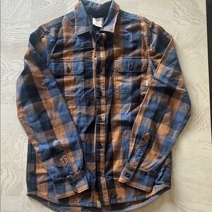 Vans Casual Blue and Brown Checkered Flannel Long Sleeved Shirt